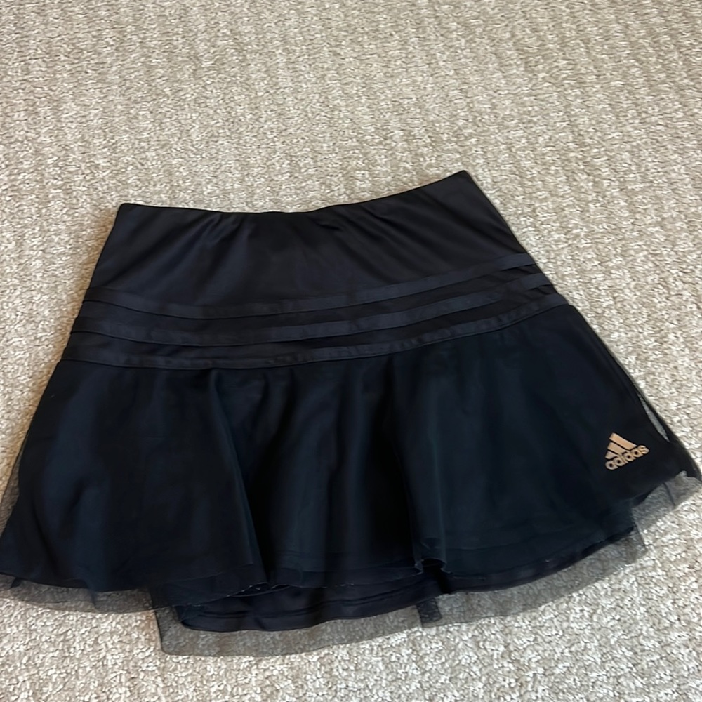 GIRLS BLACK ADDIDAS ATHLETIC SKIRT